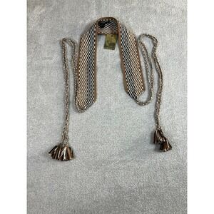 Peruvian Connection Andean Twill Sash Belt Alpaca Tassel Boho